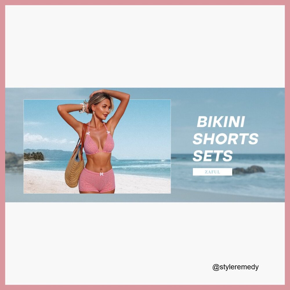 Polyester Blend Halter Bikini Set With Boyshorts … - image 7